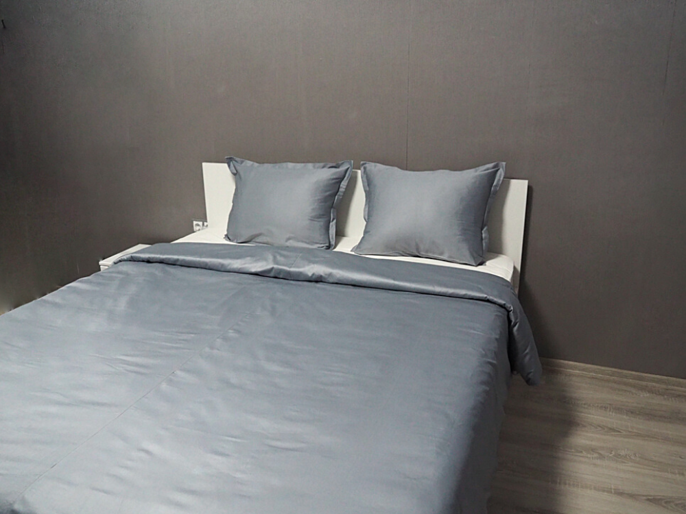 Silver Grey | Cotton Sateen | Double Bedding Set - pillowcase 20x27"