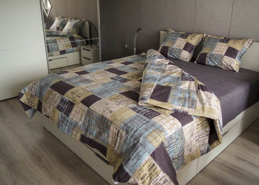 Anthracite Squares | Double Bedding Set - pillowcase 20x27"