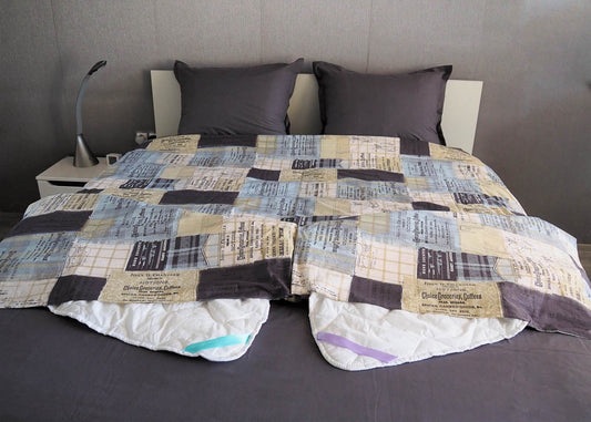 Anthracite Squares 2 | Double Bedding Set - pillowcase 20x27"